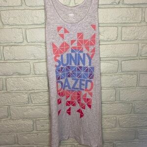 Graphic Tank Top - Gray with Pink and Blue